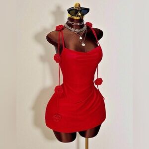 ❤️ Fashion Nova Red Rose Strap Mini Dress ❤️